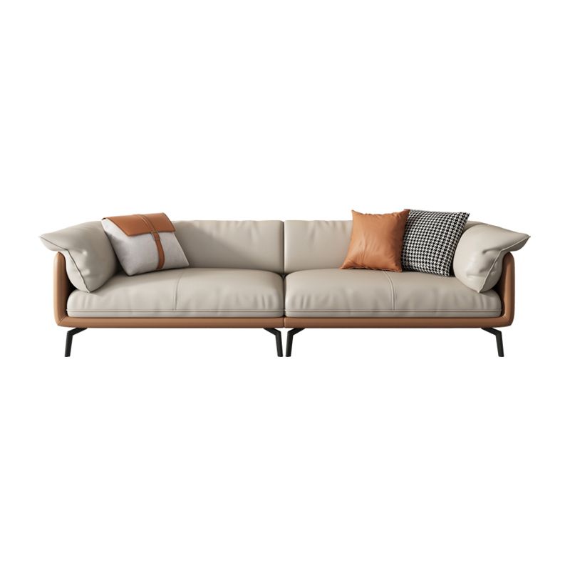 Contemporary 32.67" Tall Genuine Leather Pillow Top Arm Sofa