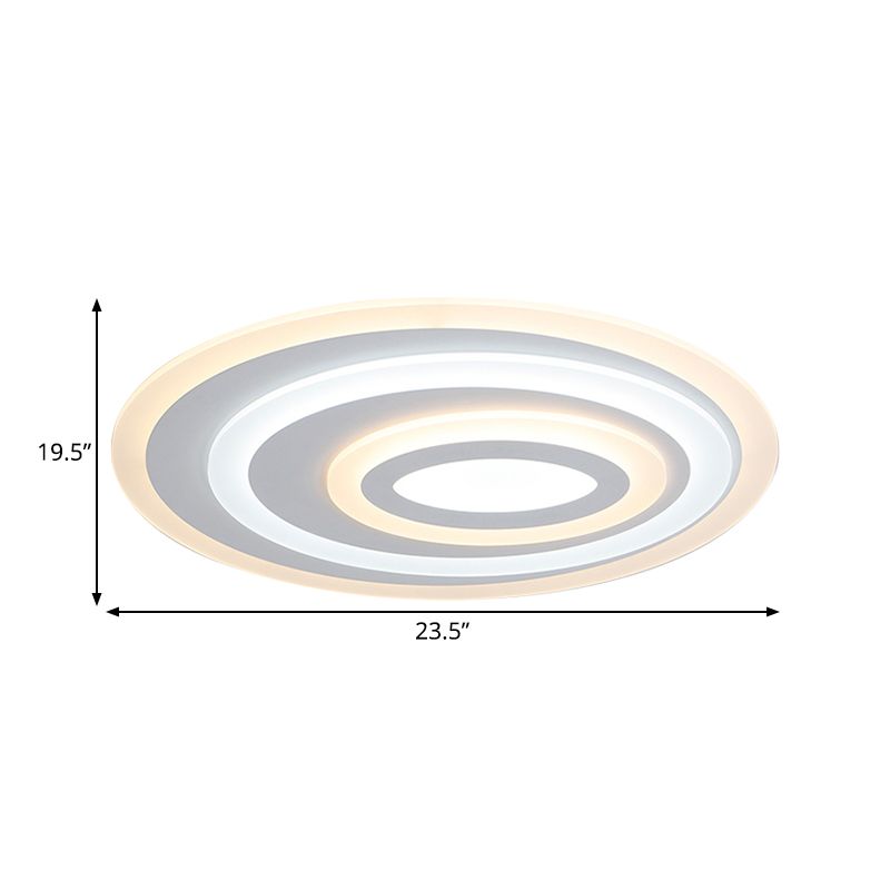 16"/19.5/25.5" Wide Oval Acrylic Flush Lamp Contemporary LED White Flush Mount Ceiling Fixture in Warm/White Light