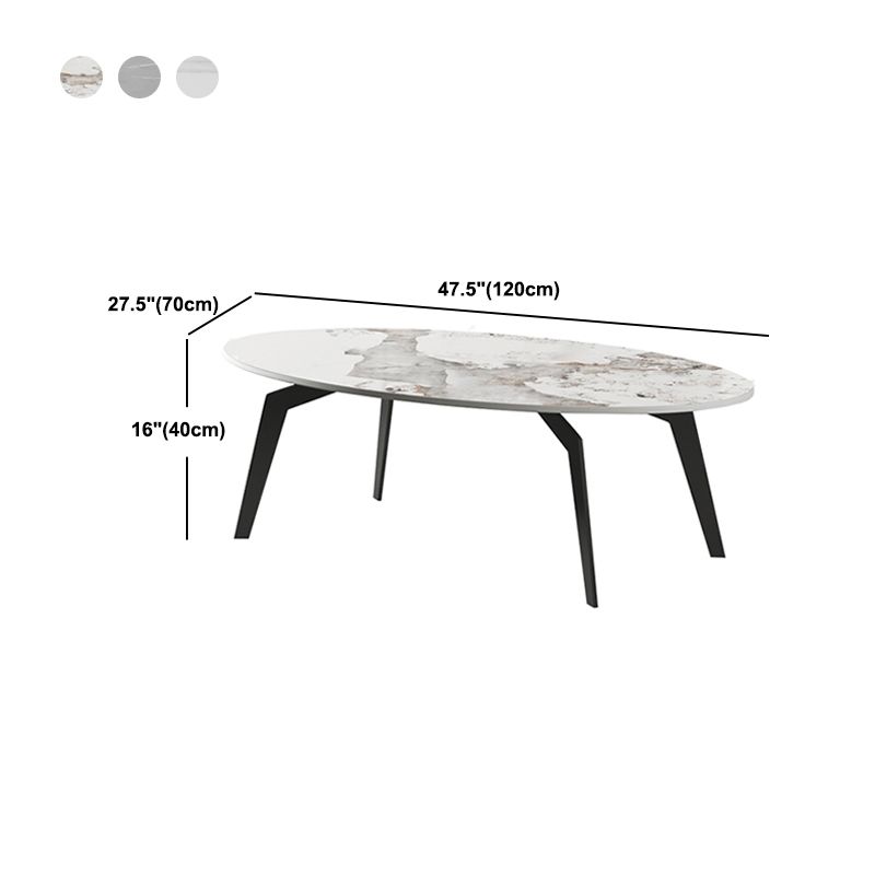 2 Nesting Slate Coffee Table Set Oval Coffee Table with Storage