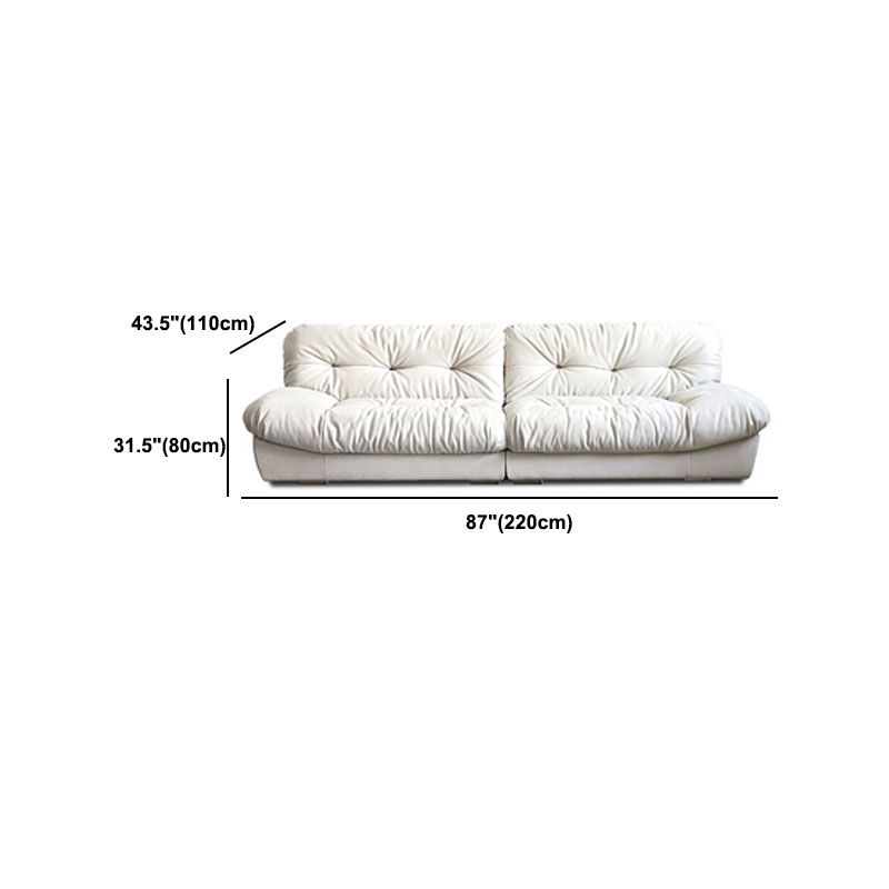 Modern Sewn Pillow Back Settee in Beige/Orange Stain Resistant Sofa