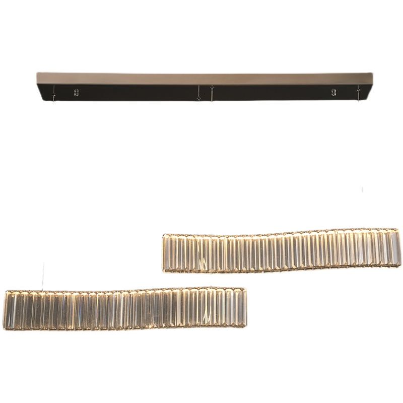 Contemporary LED Linear Ceiling Lamp Fixtures Crystal Gold Island Pendant
