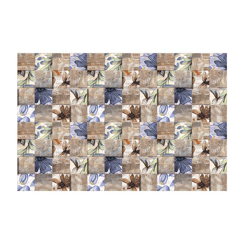 Removable Shattered Flower Wallpapers Countryside PVC Wall Decor, 5.8-sq ft, Blue-Brown