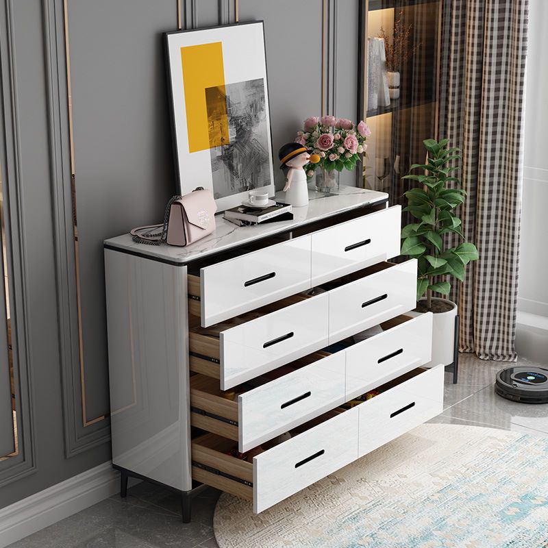 Contemporary Marble Lingerie Chest Vertical Storage Chest for Bedroom