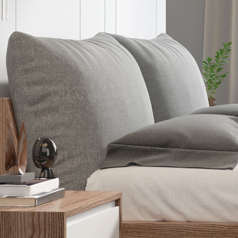 Wood Low Profile Upholstered Bed Nordic 35.43-Inch H Bed Frame with Headboard