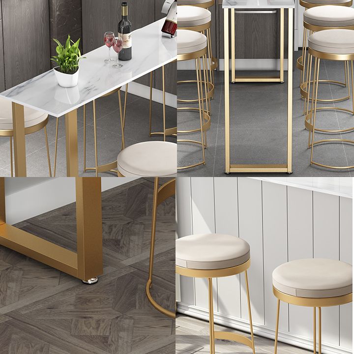 1/4/7 Pieces Glam Iron Bistro Set Rectangle Bar Table Set with White Faux Marble Top