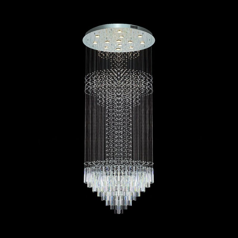 13-Head Orbs and Rods Hanging Light Contemporary Silver Crystal LED Cluster Pendant Light