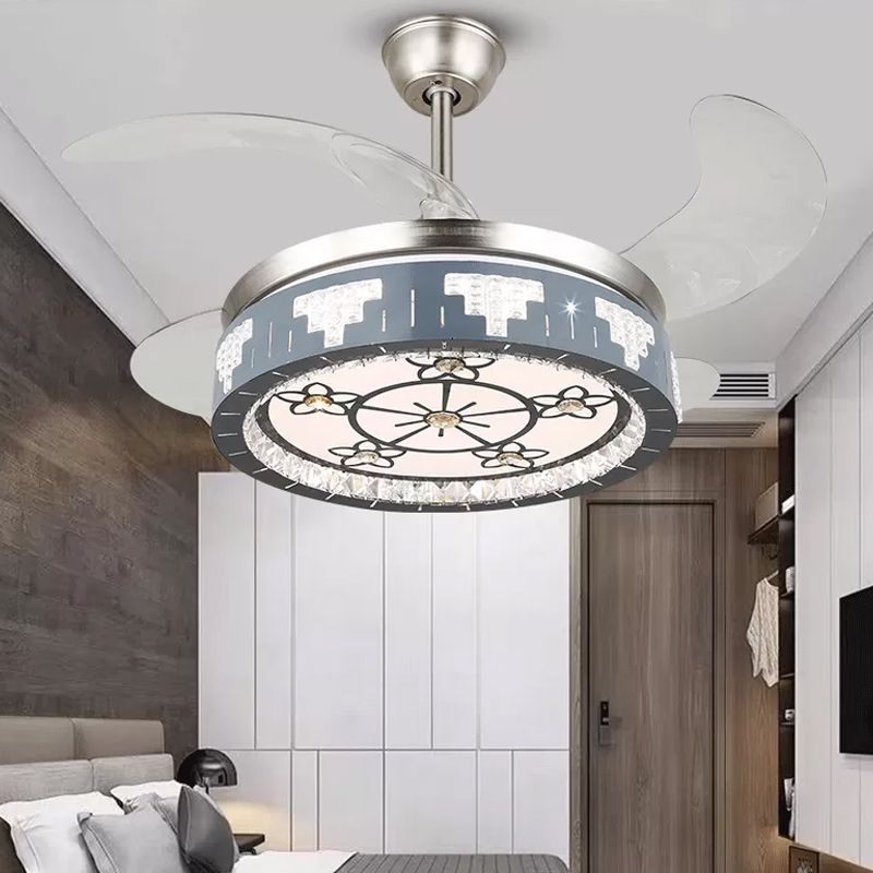 Crystal Crystal Crystal Round Pendant Light Modernity Modernity LED Silver Semi Mount Éclairage, 19 "de large
