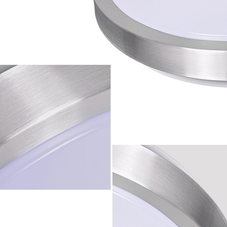 Silver Circular LED Ceiling Light in Modern Concise Style Aluminium Flush Mount with Acrylic Shade