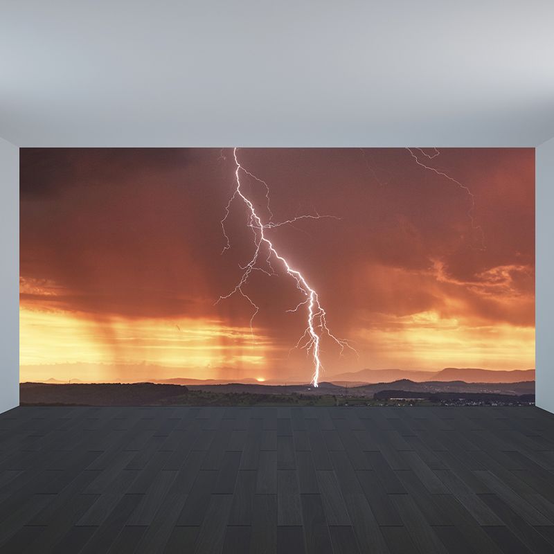 Contemporary Wallpaper Mural with Lightning Pattern Moisture Resistant Wall Covering for Wall Decor