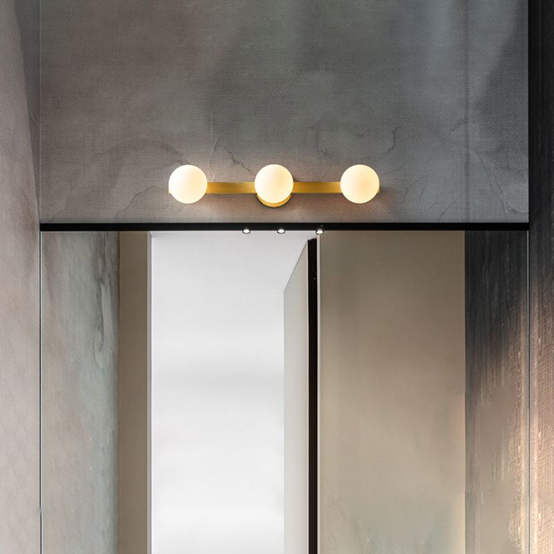 Copper 1-Light Ball Shade Wall Sconce Modern Style Mirror Wall Lighting in Brass