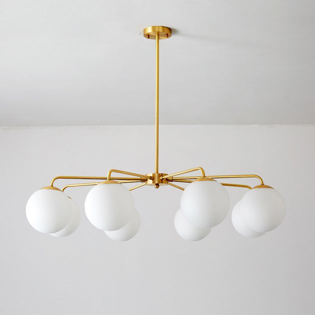 Post-Modern Minimalist Chandelier Light Fixture Spherical White Glass Ceiling Chandelier for Living Room