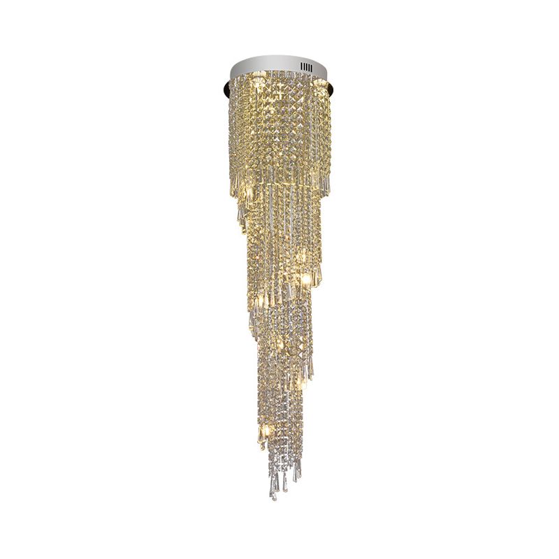 Contemporary Raindrop Pendant Light 12-Head Crystal LED Multi Ceiling Lamp in Silver