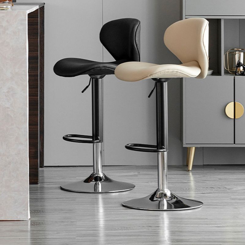 Swivel Adjustable Height Bar Stool Industrial Faux Leather Bar Stool with Footrest