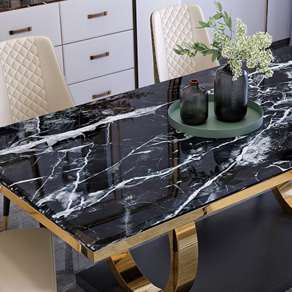 Modern 1/4/5/6/7 Pieces Black Dining Table Set with Marble Top Rectangle Dinette Set