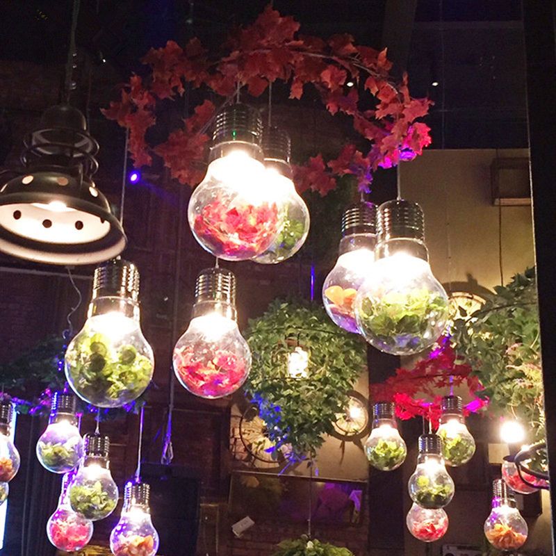 1 Head Suspension Lighting Retro Bulb Shaped Clear Glass Plant Pendant Ceiling Light