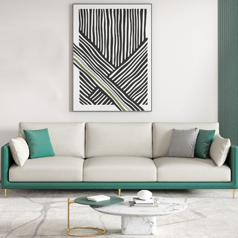 Faux Leather 3-seater Living Room Standard Cushions Glam Sofa