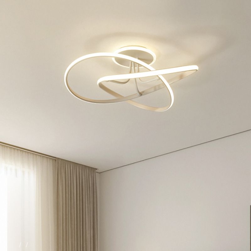 Plafonnier LED en gel de silice de style concis et moderne, montage semi-encastré linéaire en aluminium pour chambre à coucher
