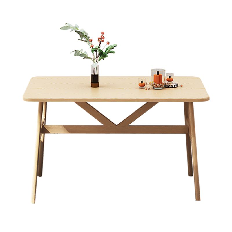 Contemporary Rectangular Wooden Dining Table with 4 Metal Foot