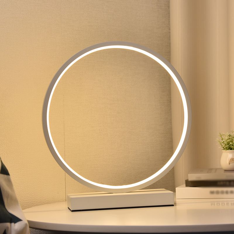 Linear Night Table Lamp Modern Style Metal 1 Light Nightstand Lamp in White