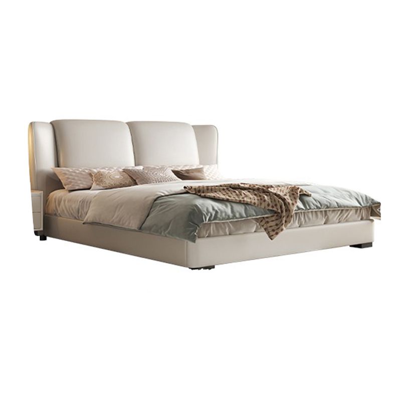 43.3" Tall Contemporary Panel Bed Wood and Upholstered Bed Frame