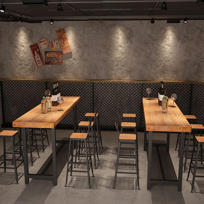 Industrial Style Bar Table Wood Top Counter Table 42-inch Height Table