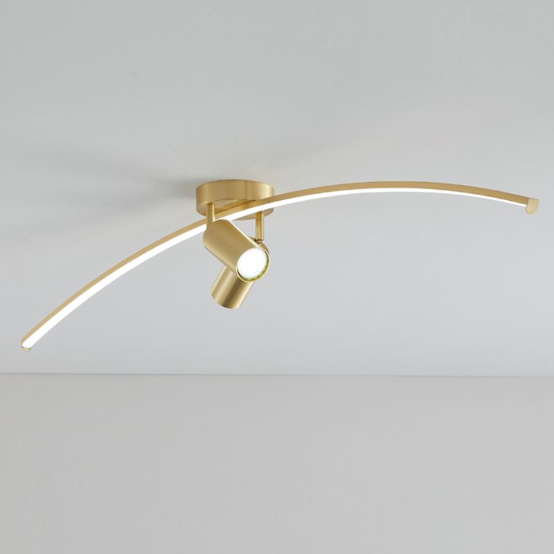 Modern Brass Ceiling Light Linear 3 Lights Flush Mount Ceiling Light for Bedroom