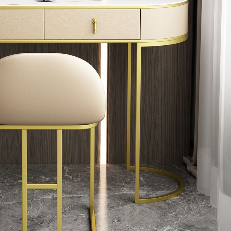 Glam 29.52 " H Slate Top Vanity Stool with Drawers Dressing Table