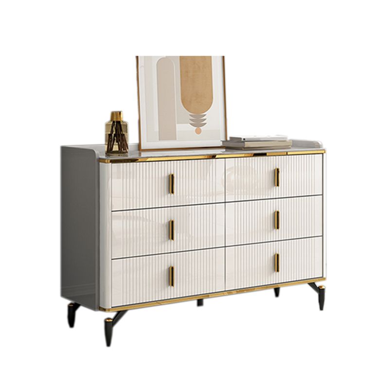Glam Stone Storage Chest Bedroom Chest in White with Drawers