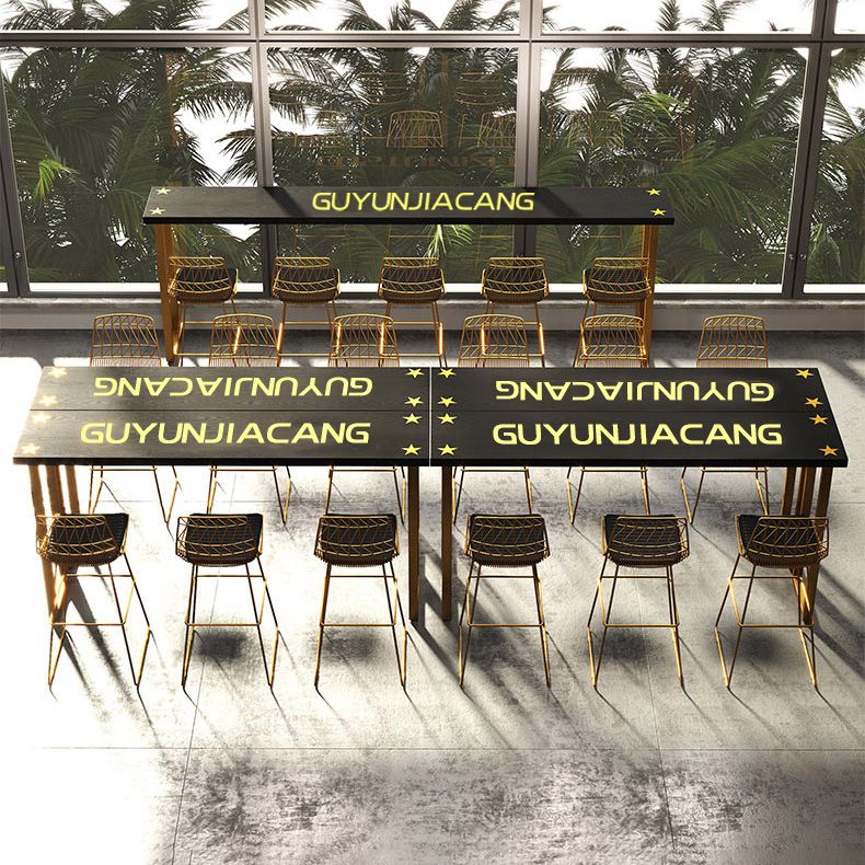 Glam Indoor Bar Dining Table Black Rectangle Counter Wine Table