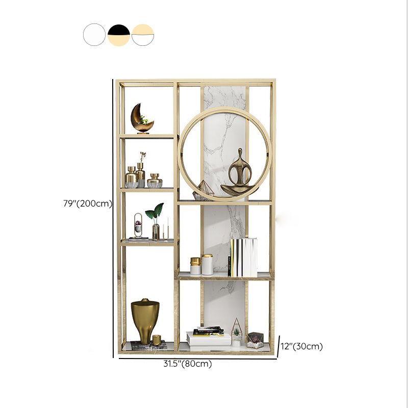 Glam Antique Finish Bookcase Metal Etagere Bookshelf with Shelves