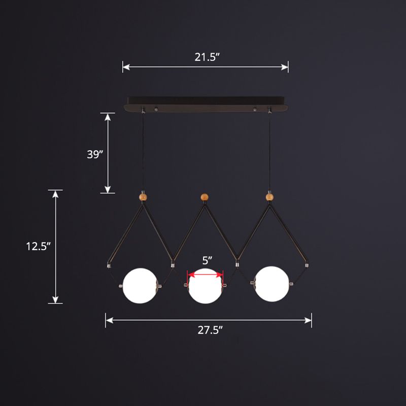 Ball Restaurant Suspension Light Ivory Glass Minimalist Creative Island Lighting Fixture