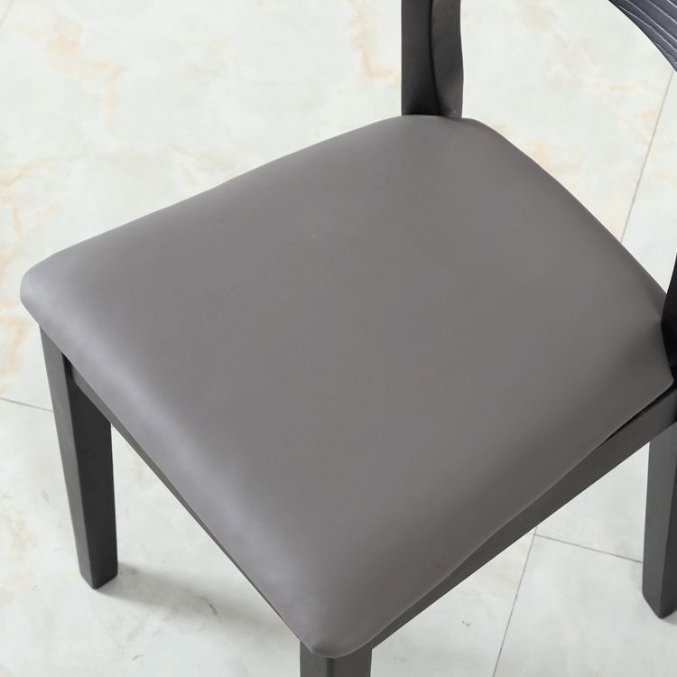 Chaise de salle à manger contemporaine, chaise latérale ouverte de 16 pouces de large avec 4 pieds en bois noir pour un usage domestique