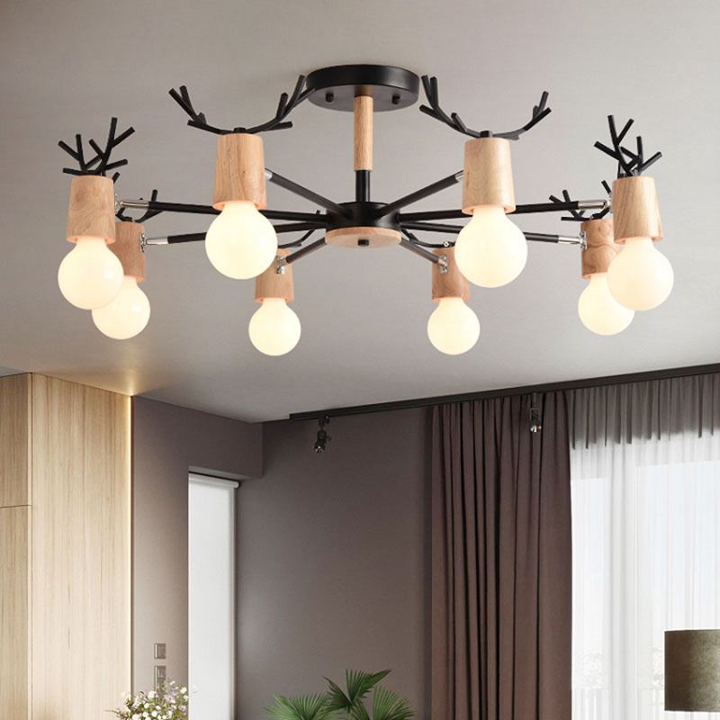 Geweihform Kronleuchter Lichter moderne Holzleuchterbeleuchtung.