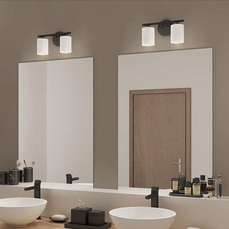 Cylinder Glass Shade Bath Sconce Post Modern Multi - Head Bathroom Vanity Lighting