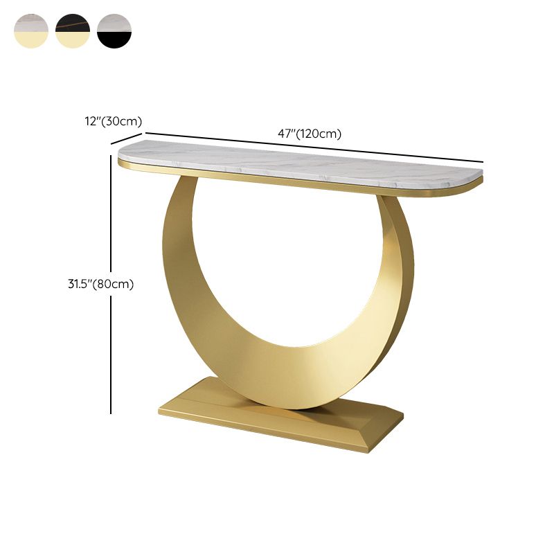 Stone Half Moon Accent Table 1-shelf 31.5" Tall Console Table