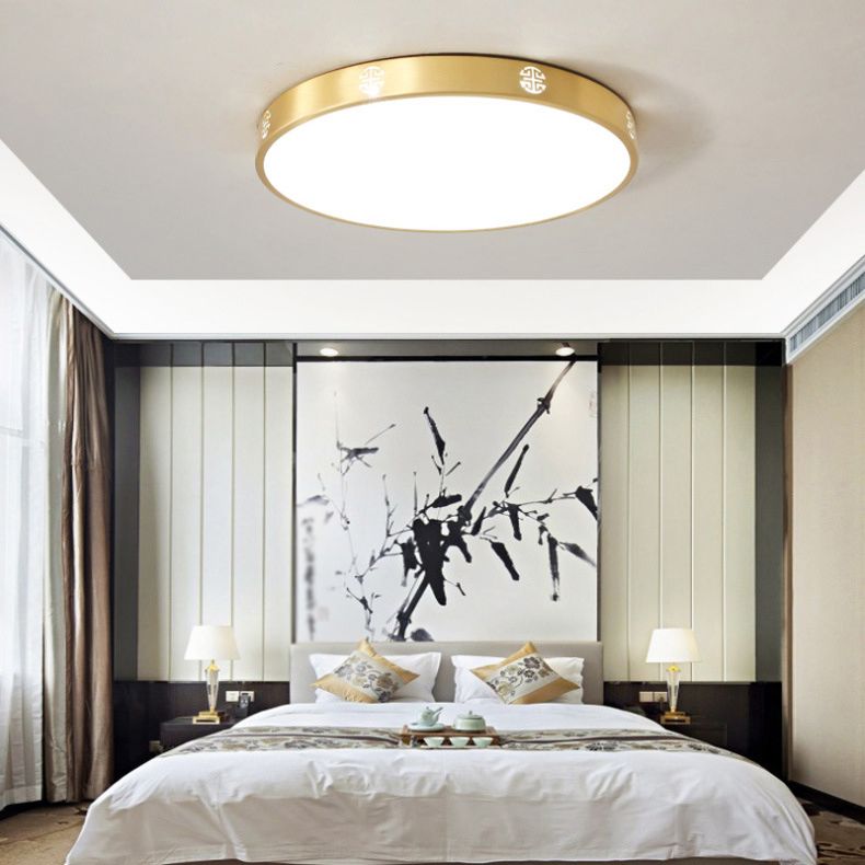 Modern Acrylic Flush Ceiling Light Fixture Round 1-Light LED Flush Mount Lamp in Gold