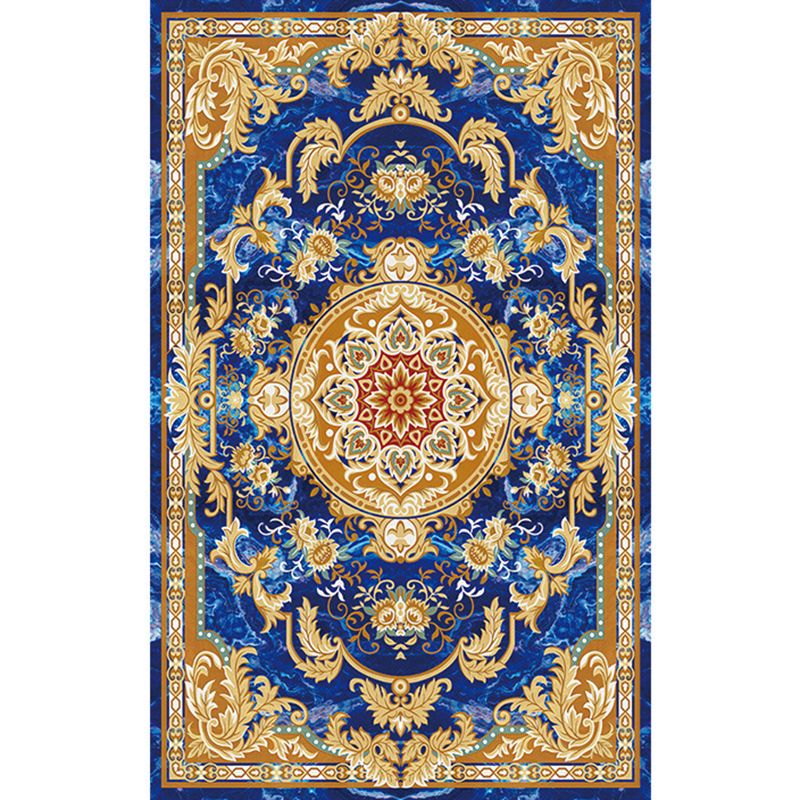 Luxe Living Room Rug European Style Floral Print Carpet Polyester Anti-Slip Washable Rug