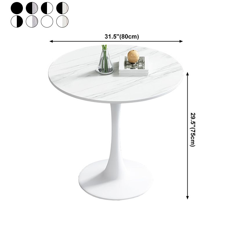 Mesa de comedor redonda Simplicity de piedra sinterizada con base de tulipán