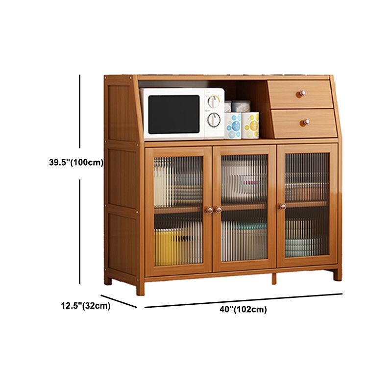 Modern Rectangle Accent Cabinet Brown Wood Knobs Side Cabinet with Doors