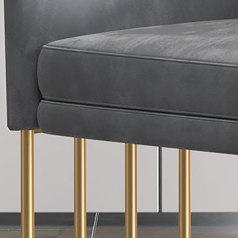 Glam Metal Dining Room Chair Velvet Armless Dining Chairs for Home Use