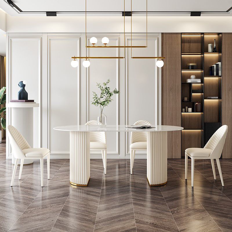 Traditional Luxury Dining Table Oval Sintered Stone Dining Table for Home Use