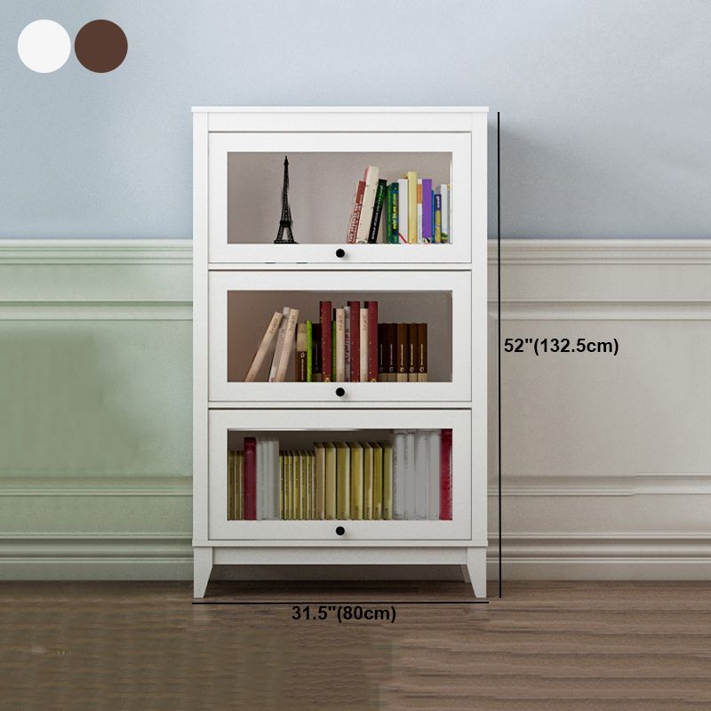 Manufactured Wood Bookcase Contemporary Standard Bookshelf with Glass Doors