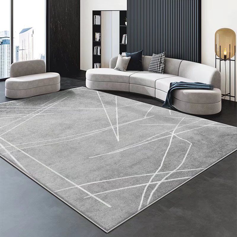 Gray Gorgeous Rug Polyester Line Rug Stain Resistant Indoor Rug for Sitting Room