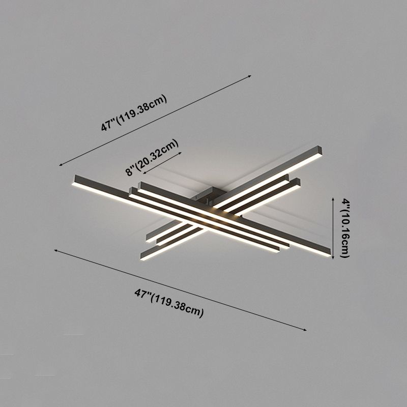 Luz de techo LED negra acrílica en soporte empotrado lineal de aluminio de estilo conciso moderno para dormitorio