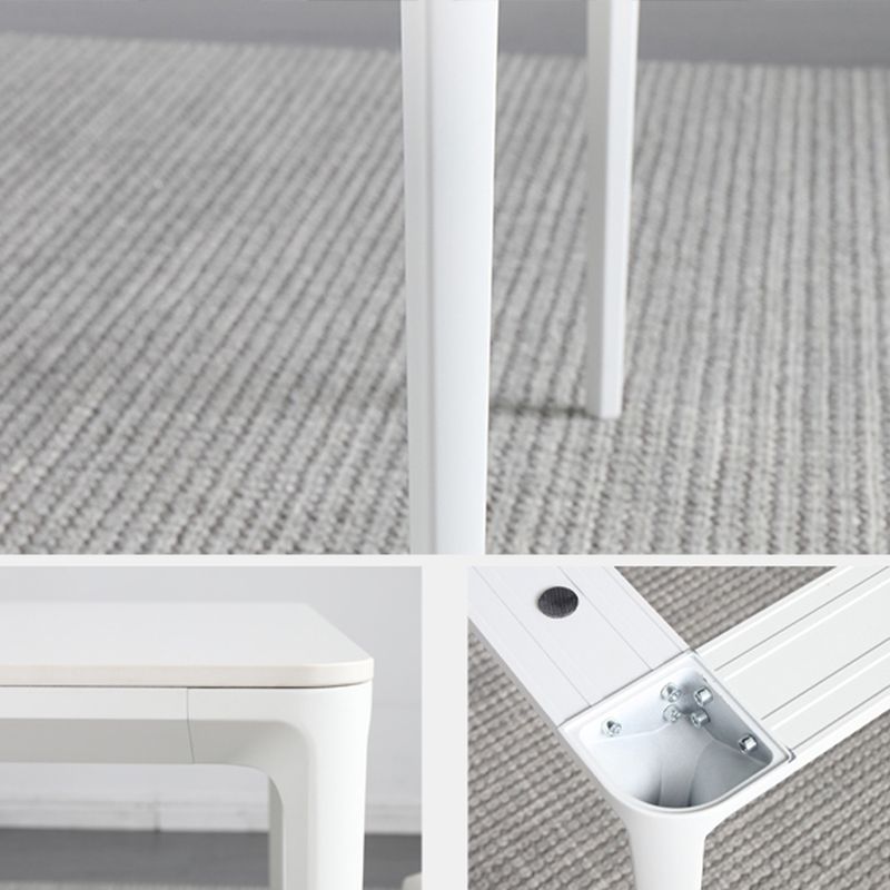 Mesa de comedor de cocina blanca moderna Mesa de comedor rectangular de piedra sinterizada con 4 patas base
