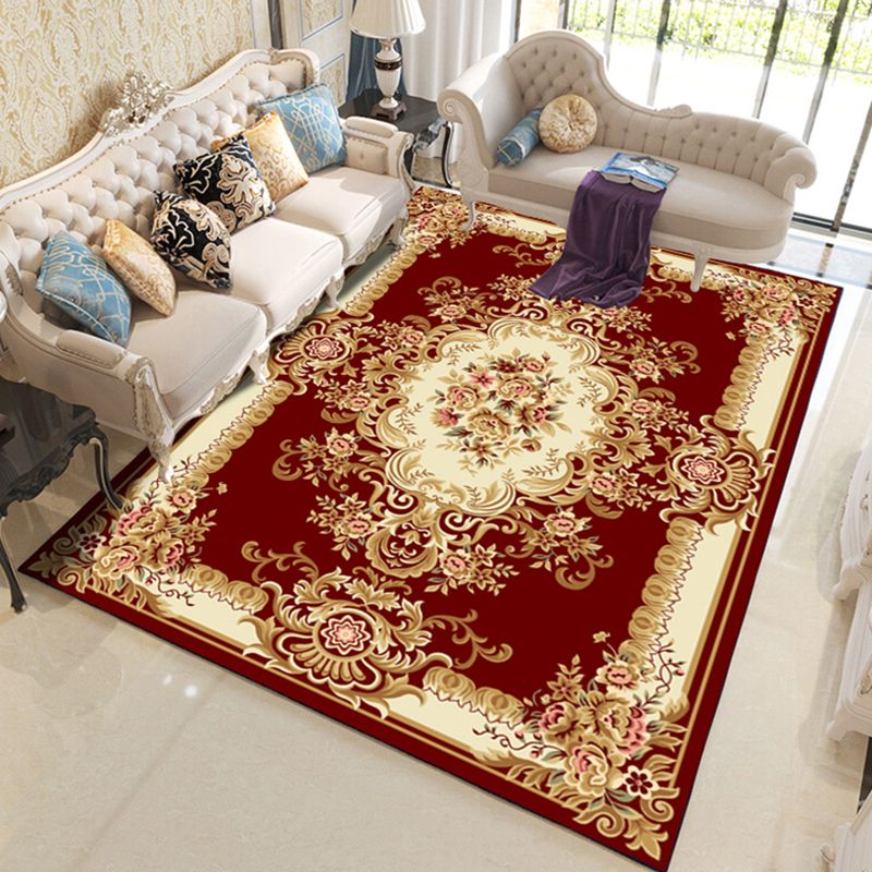 Tapis à imprimé floral multicolore Polyester tapis anti-glissement