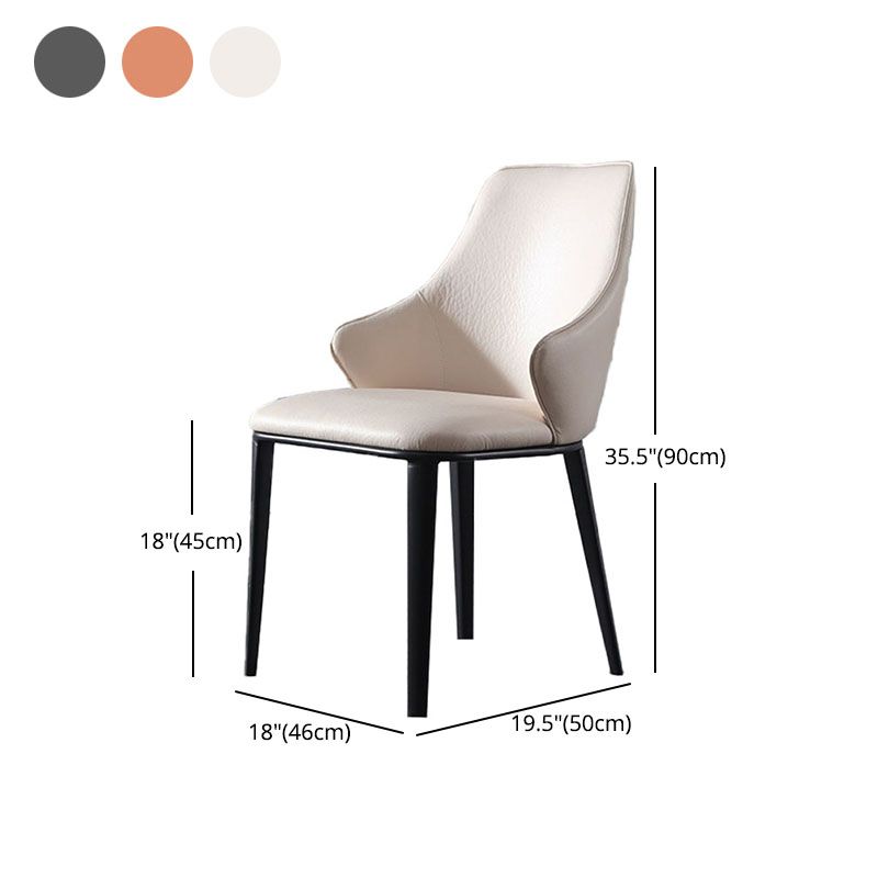 Faux Leather Side Chair Industrial Style Arm Solid Back Dining Side Chair for Home