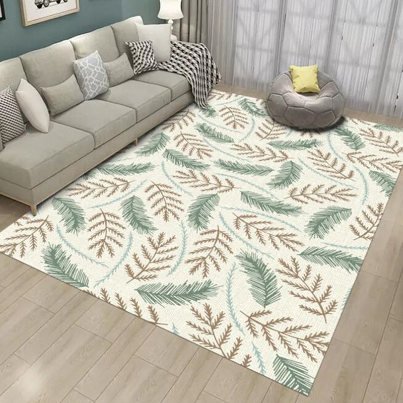 Light Gold Ginkgo Biloba Rug Polyester Simple Rug Washable Rug for Drawing Room