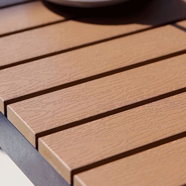 Contemporary Pub Table with Trestle Light Brown Faux Wood Top Bar Table