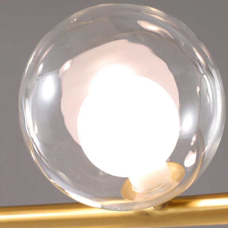 Post Modern Kitchen Island Fixture Solid Brass and Glass Pendant Ceiling Light in Gold